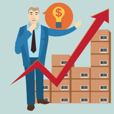 Elinde bir yığın bozuk para tutan ve parmağını kaldıran bir iş adamı.