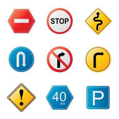 trafik işaretleri vektör kümesi