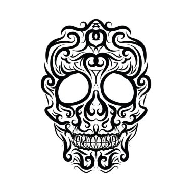 kafatası dövme vektör illüstrasyonu
