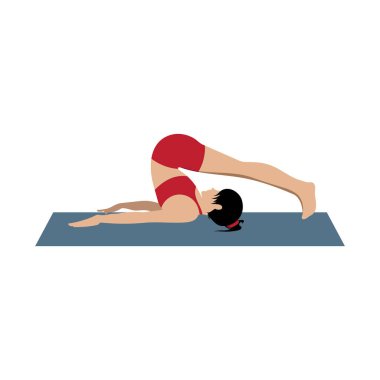 Yoga yapan kız renk vektörü çizimi yapıyor