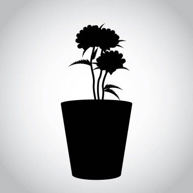 Siyah ve beyaz vektör illüstrasyonunda çiçek