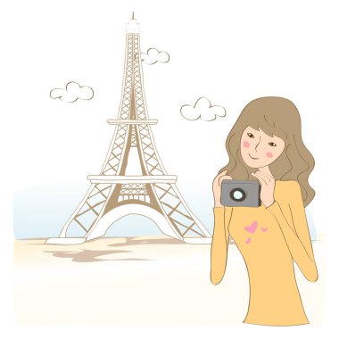 Bir kızın çizgi film karakterinin vektör çizimi