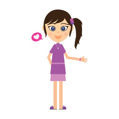 Düz dizaynlı pembe saçlı kız.