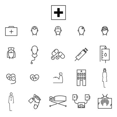Sağlık hizmetleri çizgisi simgeleri