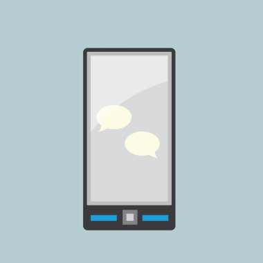 Mavi arkaplanda izole edilmiş bulut vektör resimli akıllı telefon