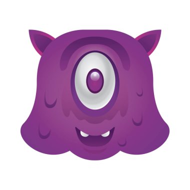 karikatür vektörü pembe canavar kızgın ifade, duygu ve yüz ikonu, beyaz üzerinde izole