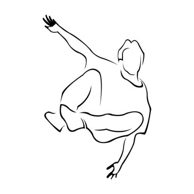 Beyaz arka planda bir dansçının silüeti.