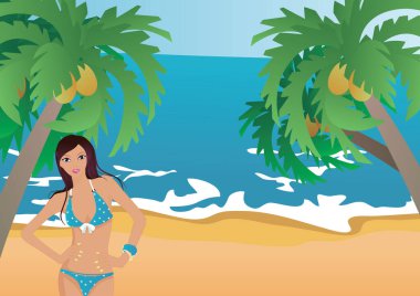 Bir kızın çizgi film karakterinin vektör çizimi