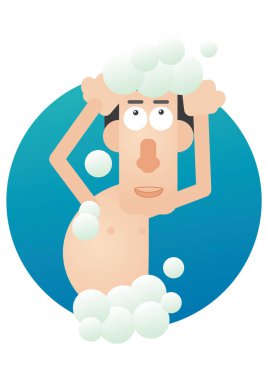 Çizgi film karakteri sakallı ve noel balolu bir adam.