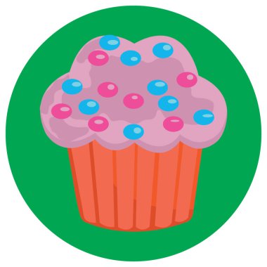 cupcake simgesi, vektör illüstrasyonu 