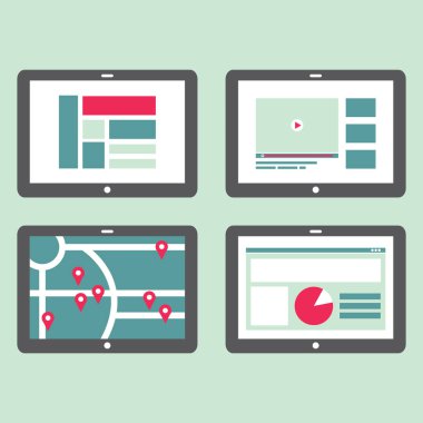 Modern dijital tabletin vektör illüstrasyonu