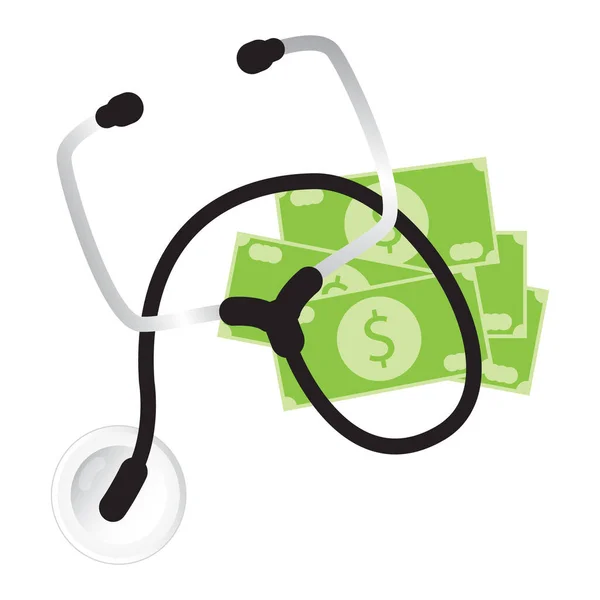 Medical Health Care Concept Represented Stethoscope Money Icon Isolated Flat — Stock Vector