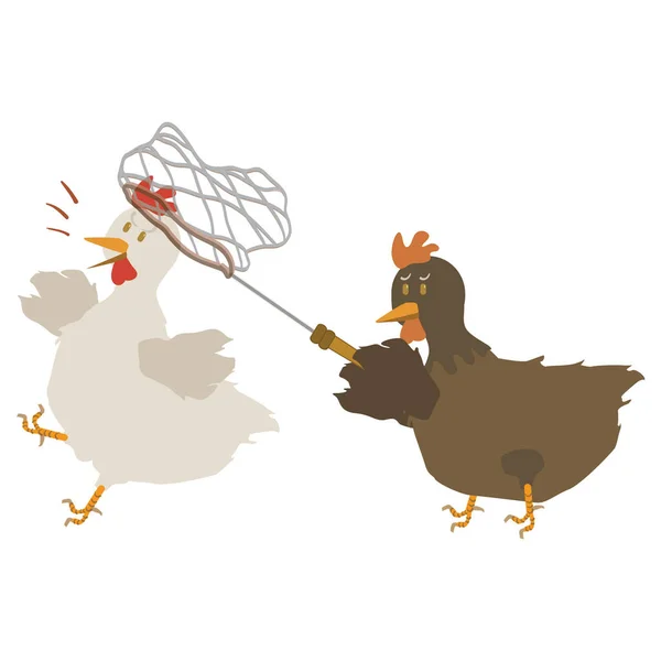 Vektor Illustration Kyckling Och Tupp — Stock vektor