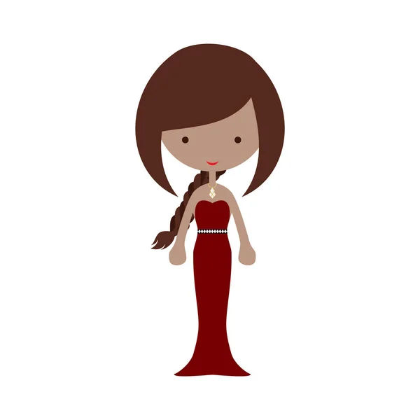 Mädchen Roten Kleid Mit Fliege — Stockvektor