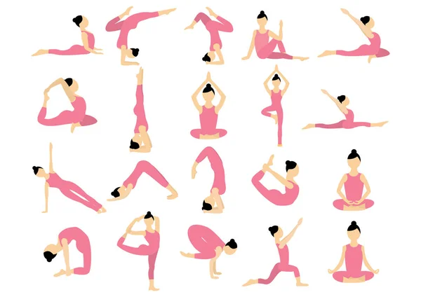Conjunto Poses Yoga Ilustración Vectorial — Archivo Imágenes Vectoriales