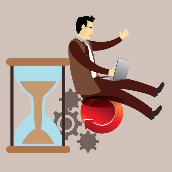 Time Success Man Suit Hourglass — Stock Vector