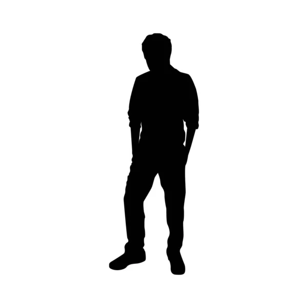 Silhouette Eines Mannes Mit Rucksack Auf Weißem Hintergrund — Stockvektor