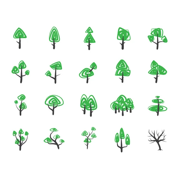 Ícones Árvore Conjunto Vetores — Vetor de Stock