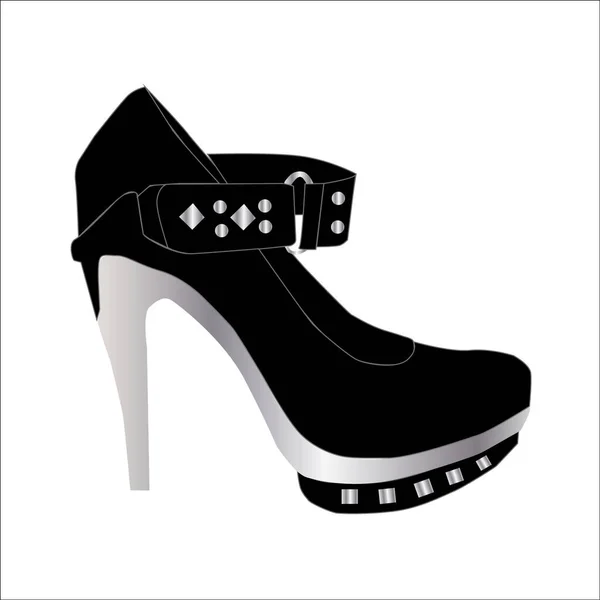Zapatos Femeninos Negros Sobre Fondo Blanco — Vector de stock
