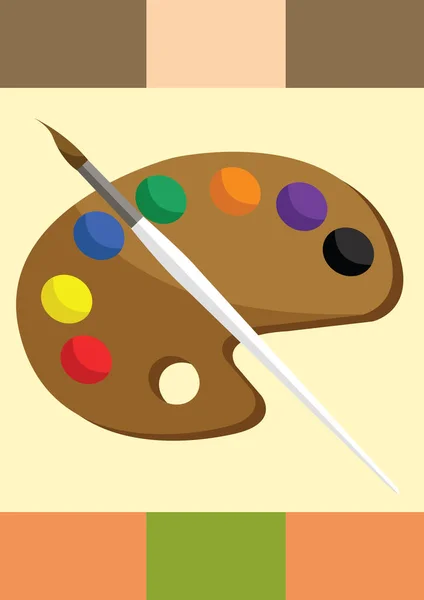 Vektorillustration Einer Palette Mit Pinsel — Stockvektor