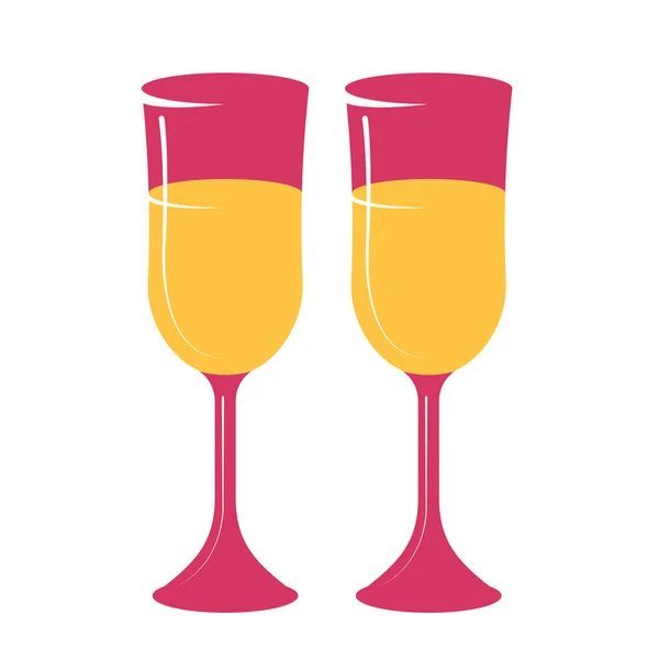 Zwei Gläser Champagner Vektorillustration — Stockvektor