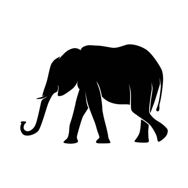 Vector Silhouette Wild Elephant — Stock Vector