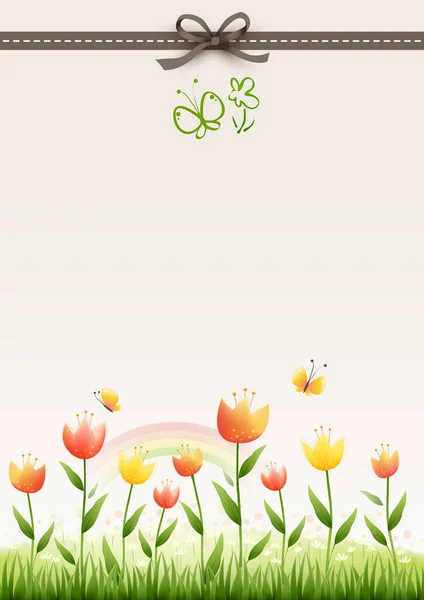 Easter Card Flowers Grass — Stock Vector