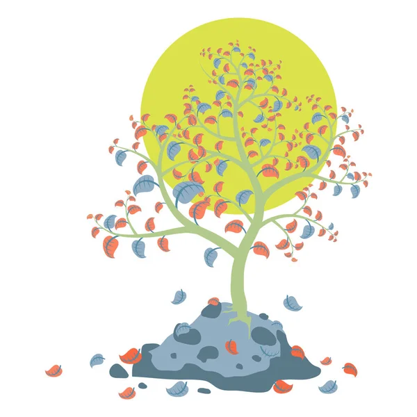 Árbol Con Una Flor Sobre Fondo Blanco — Vector de stock