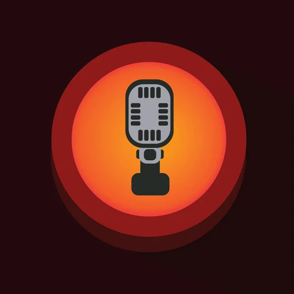 Mikrofonsymbol Flache Darstellung Der Lautsprechervektortaste Isoliert Auf Rotem Hintergrund — Stockvektor