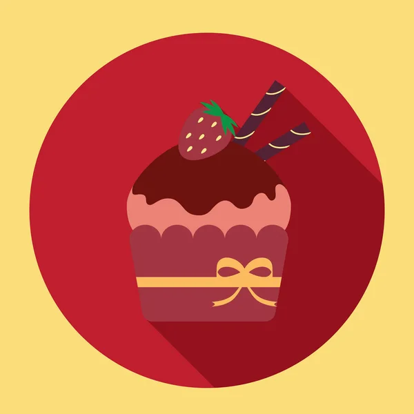 Vektor Illustration Einer Torte Mit Einem Cupcake — Stockvektor