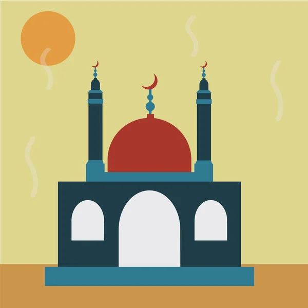 Vektorillustration Der Moschee Und Des Mondes — Stockvektor