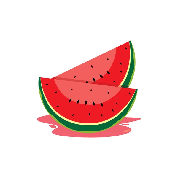 Watermelon Slice Isolated White Background — Stock Vector