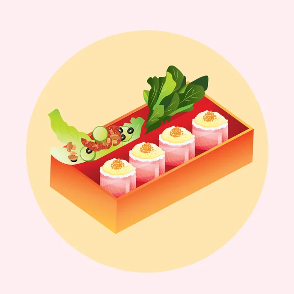 Japanische Küche Sushi Mit Lachs Und Gemüse — Stockvektor