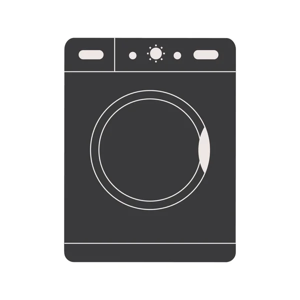 白色背景上隔离的黑色单色洗衣机图标 — 图库矢量图片