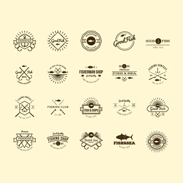 Conjunto Logotipos Vetoriais Rótulos Com Diferentes Elementos —  Vetores de Stock