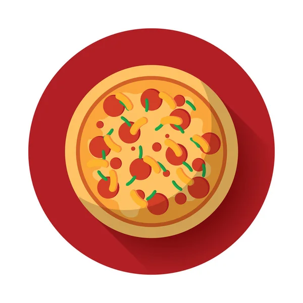Ikona Pizza Płaskim Stylu Izolowane Białym Tle Wektor Ilustracji — Wektor stockowy