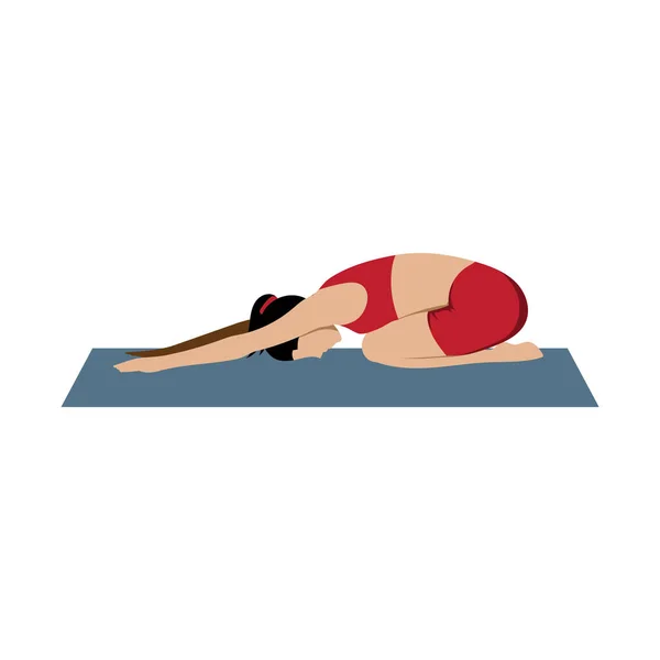 Mädchen Praktizieren Yoga Farbvektor Illustration — Stockvektor