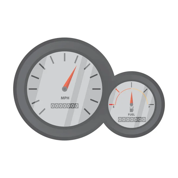 白色の背景に分離されたフラットスタイルのスピードメーターアイコン スピードシンボルベクトルイラスト — ストックベクタ