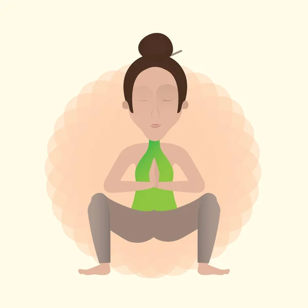 Chica Practicando Yoga Color Vecrtor Ilustración — Vector de stock