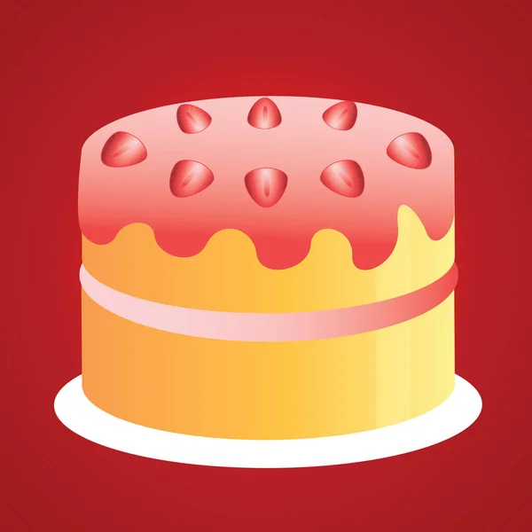 Vektor Illustration Von Kuchen Mit Kirsche — Stockvektor