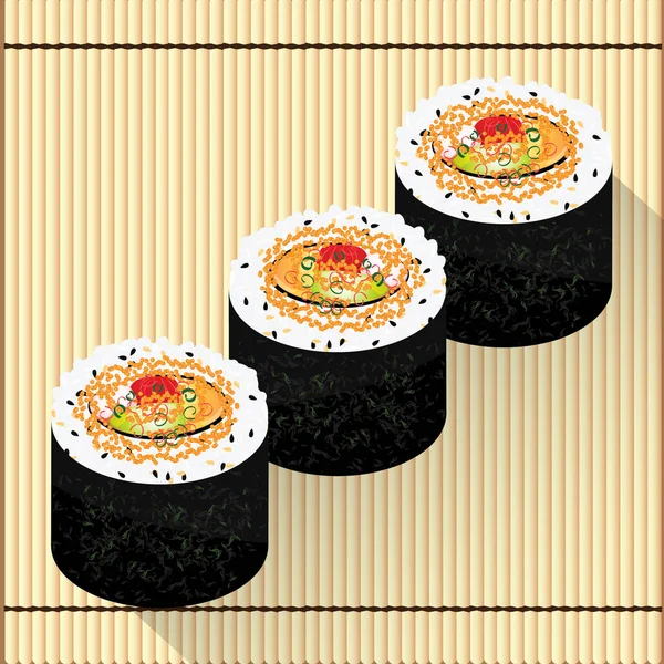 Sushi Com Comida Japonesa Fresca — Vetor de Stock