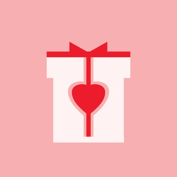 Boîte Cadeau Avec Icône Forme Coeur Illustration Vectorielle — Image vectorielle