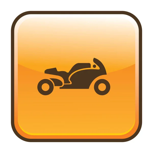 Icône Moto Bouton Sur Fond Jaune — Image vectorielle