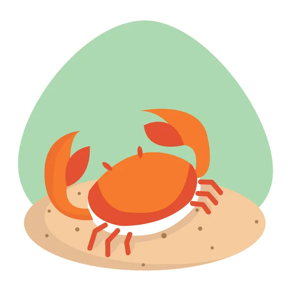 Crab Icon Flat Style Isolated White Background Seafood Symbol — Stock Vector