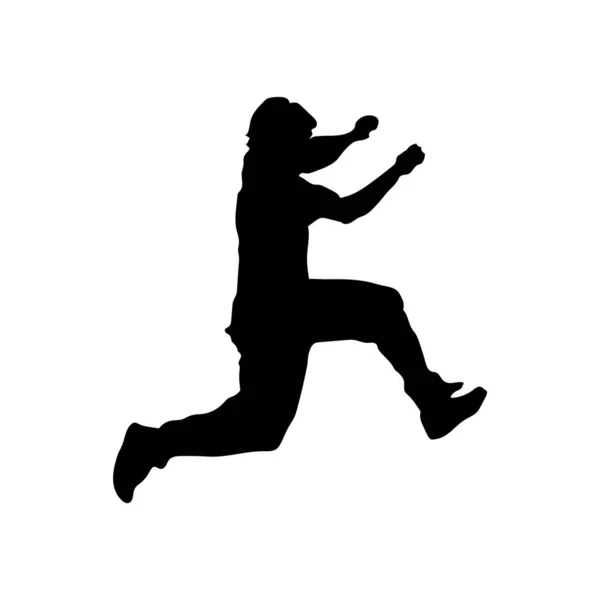 Silhouette Man Running White Background — Stock Vector