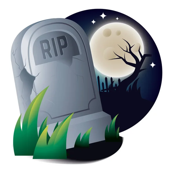 Tarjeta Halloween Con Cementerio — Vector de stock