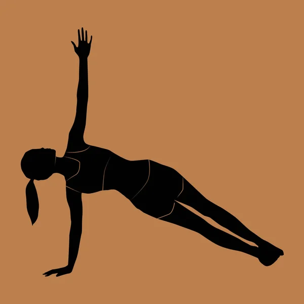 Silueta Una Mujer Haciendo Ejercicio Yoga — Vector de stock