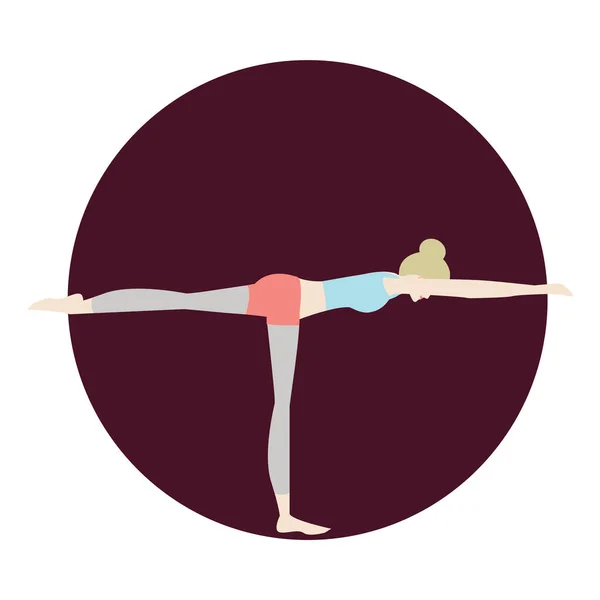 Mädchen Praktizieren Yoga Farbvektor Illustration — Stockvektor