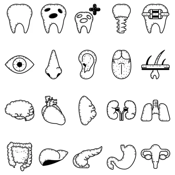 Conjunto Vetorial Ícones Dentários Dentários — Vetor de Stock