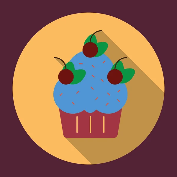 Vector Ilustración Cupcake Cereza — Vector de stock